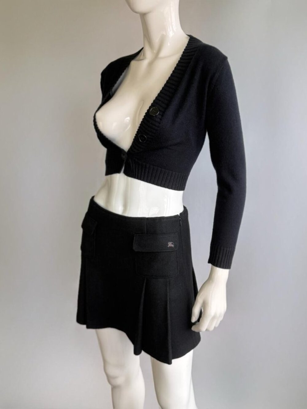 Burberry Blue Label Vintage Wool Pleated Skirt